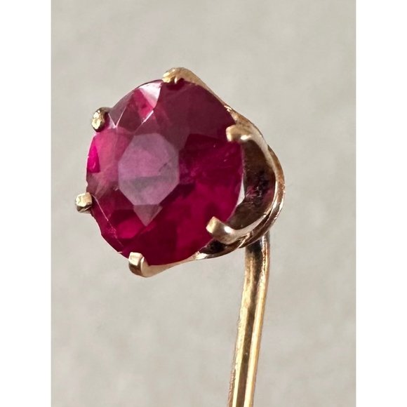 Antique 18kt solid rose gold old European cut genuine 1.22ct ruby stick pin - Picture 6 of 10
